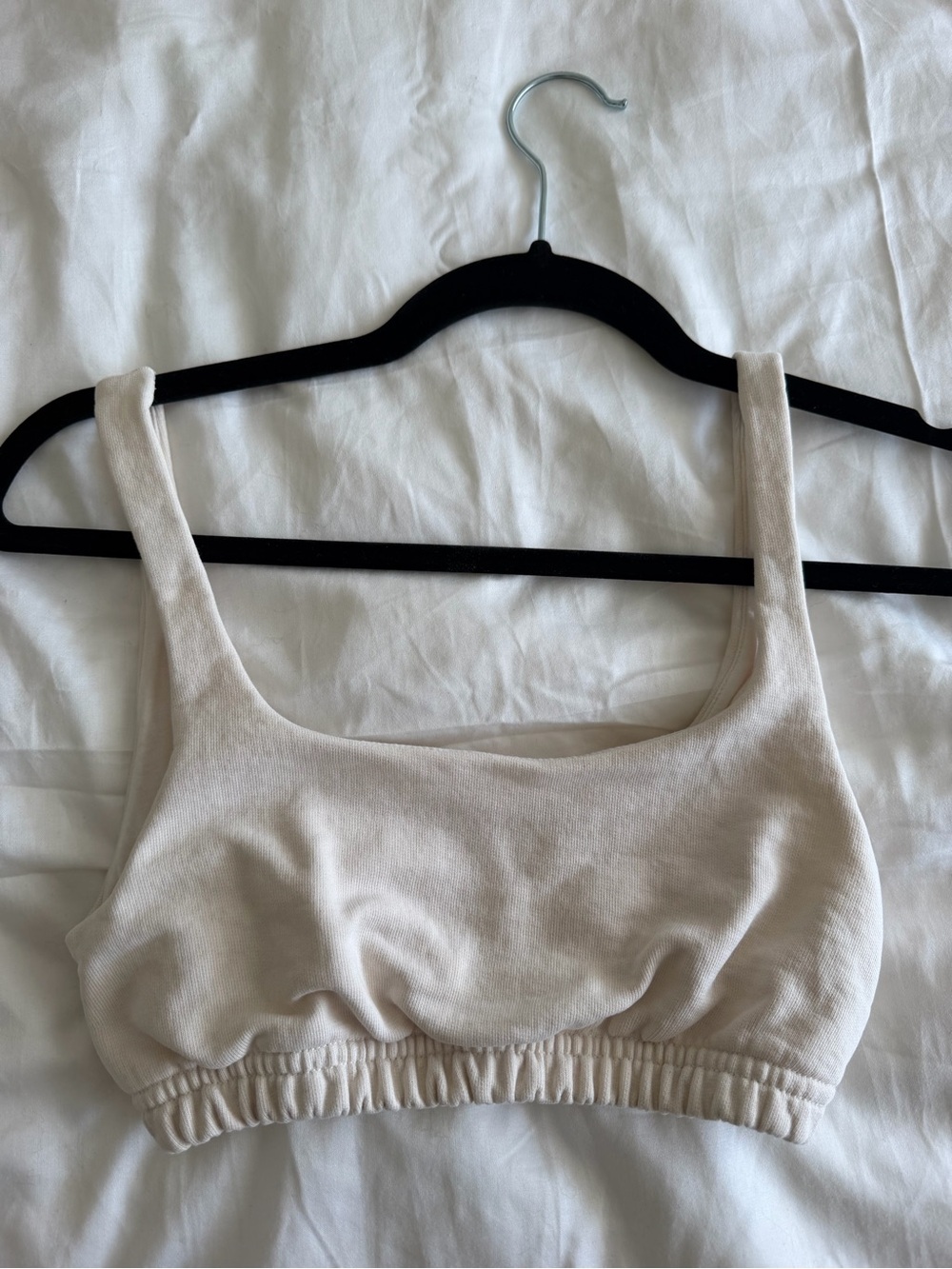 OAK + FORT Neutral Scoop Neck Crop Tank Top - Cream
